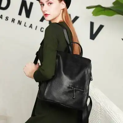 小童马真皮双肩包女2020新款头层牛皮女包欧美时尚女士旅行背包c