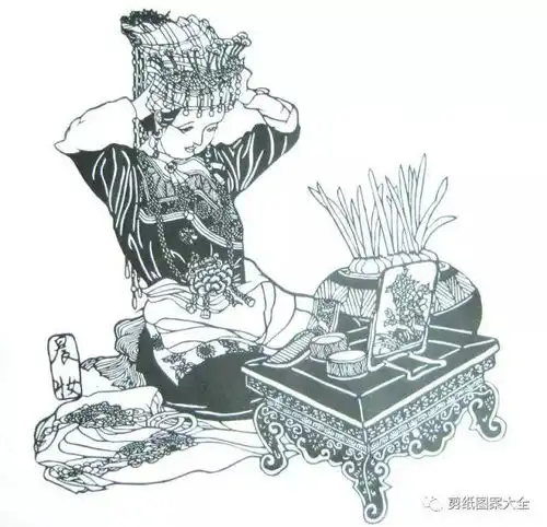 剪纸美女头像美人