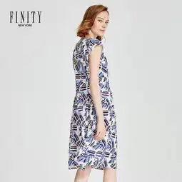 领券20元后869元finity真丝连衣裙菲妮迪夏装2018新款女时尚碎花无袖裙子女夏