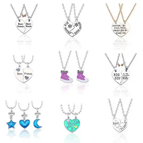 二三多人闺蜜项链女学生韩版简约心形锁骨链一对拼接吊坠生日礼物