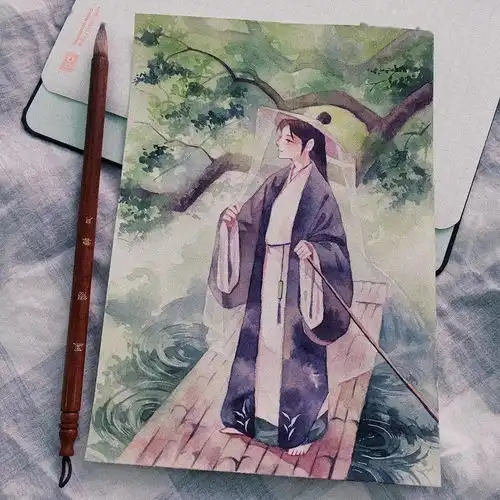 水彩手绘唯美人物水彩画,古风效果超美超赞
