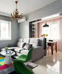 美女小清新装扮58平撞色美居阳台餐厅都很萌7