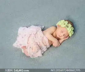 戴着绿色发带的小宝宝摄影高清图片