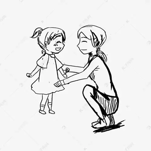 母亲节手绘黑白线稿素材图片免费下载千库网
