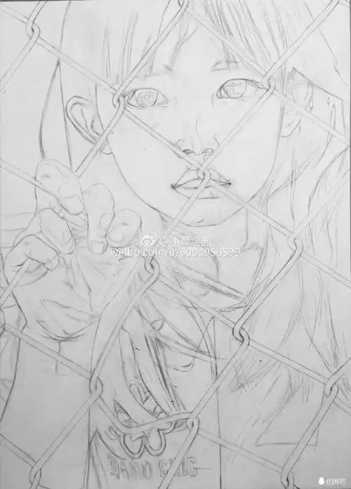 插画教程铁网后的少女小犀绘画
