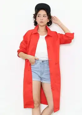 heynewol欧美风韩系美衣最销热榜外套红色超长款名媛美衣风衣外套