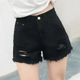 沐薇蝶牛仔短裤女夏季新款女装高腰破洞黑白色毛边女士成人百搭潮流透气个性宽松裤子短款夏装白色m蜜芽,中国领先的进口母婴限时特卖商城