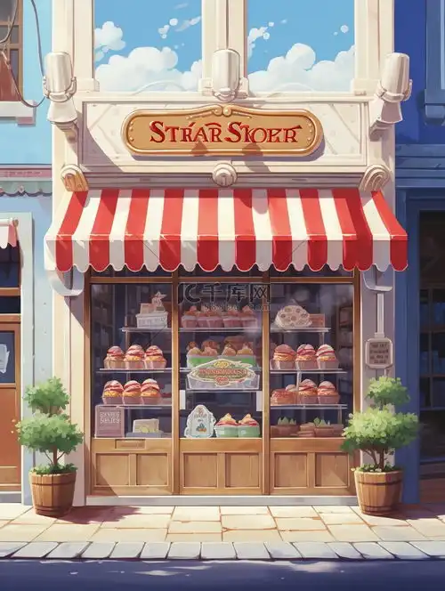 街道小商店商铺零食店12插画图片千库网