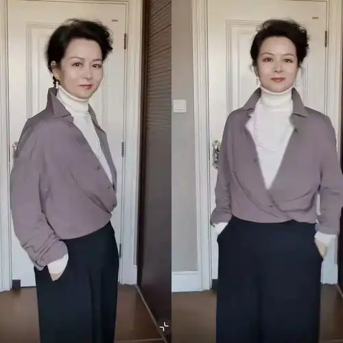 真正有气质的中年女人,打底衫也能穿出高级感,看她就知道