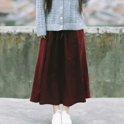 恋旧秋装森女复古文艺范儿大摆灯芯绒半身裙堆糖,美图壁纸兴趣社区