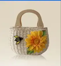 特价包邮田园花朵草编包藤编包包草包女包海边度假包手提包