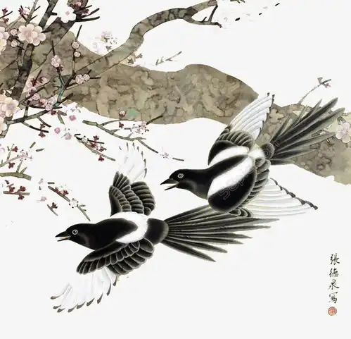 中国风喜鹊高清素材设计图片页面网页平面电商创意素材png素材水墨梅花素材