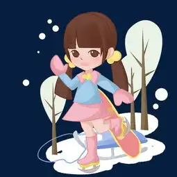 卡通手绘长发女孩滑冰插画图片素材其他格式下载动漫人物大全