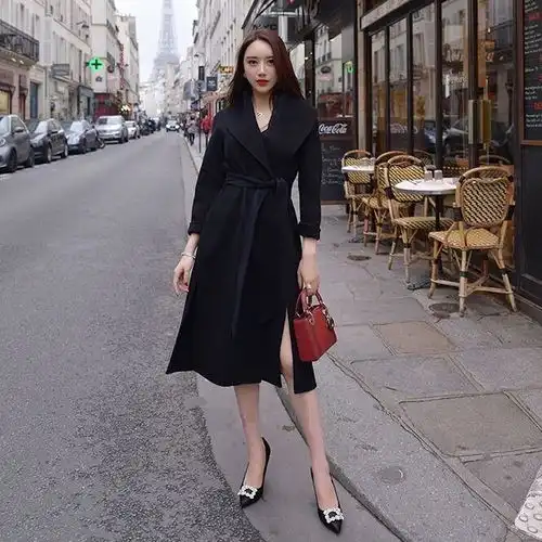 宽松大翻领长款大衣这样搭小个子女生也能高又瘦