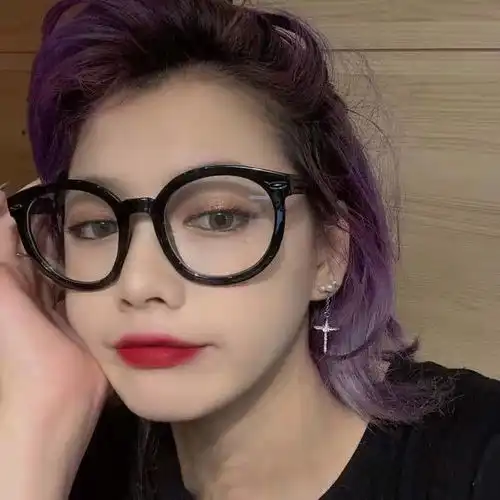 小红书新款近视眼镜女黑色粗框防蓝光平光眼镜文艺大框圆脸显瘦