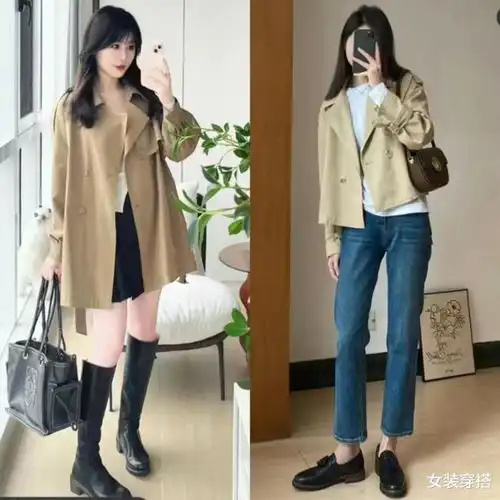 韩国女生太会穿,首尔街拍上演风衣大秀,妆容精致穿出高级感