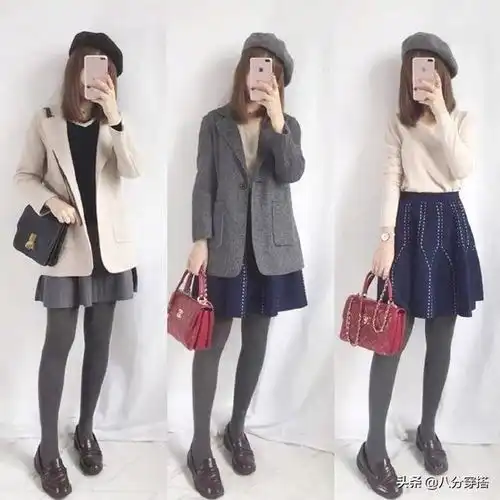 小个子女生秋季气质穿搭针织衫搭配半身裙干净利落,保暖时髦