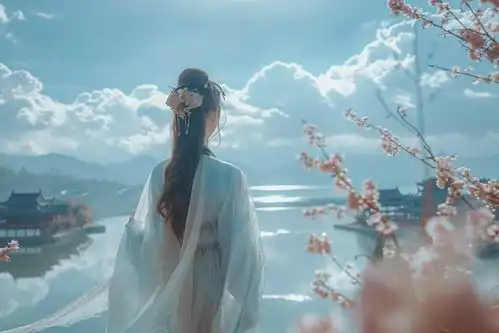 古风气质美女背影摄影图摄影图