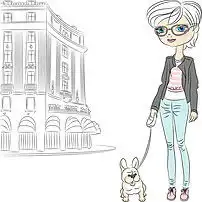 戴眼镜的女士遛狗卡通素材图片ai模板下载0.10mb美女大全人物形象