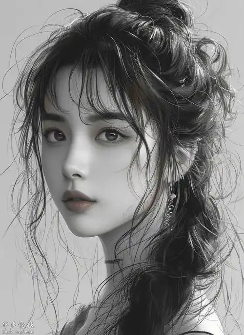 手绘美人头像