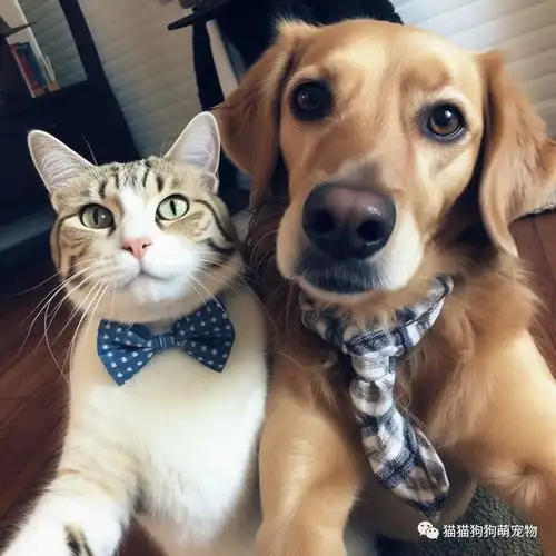 宠物界的小情侣,超级会拍照的狗狗和猫咪合影
