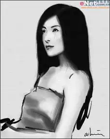 photoshopcs5鼠绘水墨画美女头像照片教程