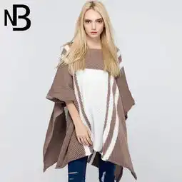nb秋女装欧美风圆领套头蝙蝠型斗篷针织衫女蝙蝠袖毛衣披肩