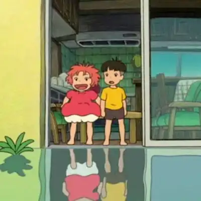 波妞和宗介的情侣头像萌萌哒的波妞宗介一左一右头像