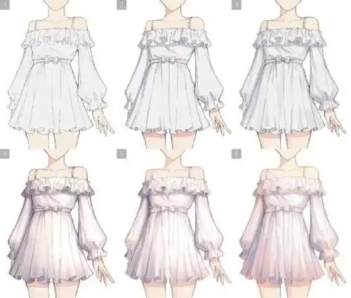 动漫黑白丝质裙子的绘制教程