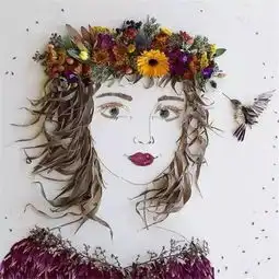 惊叹用落叶树枝画出的美女肖像,简直太美了