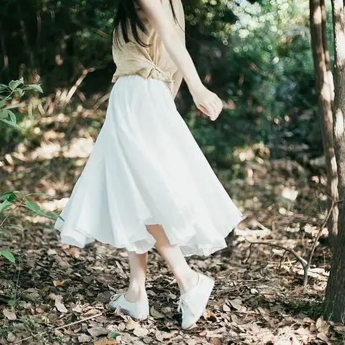 轻岛夏文艺范复古森女半身裙夏长裙纯棉百褶堆糖,美图壁纸兴趣社区