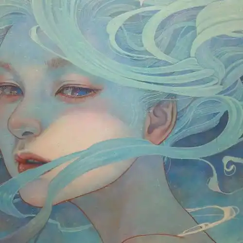 她用8年时间逆袭,创作了一系列空灵少女,仙桃般的颜色,风月性感的诱惑
