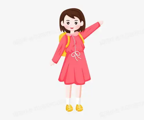 手绘卡通上学打招呼的女学生png图片素材免费下载psd格式48004000像素熊猫办公