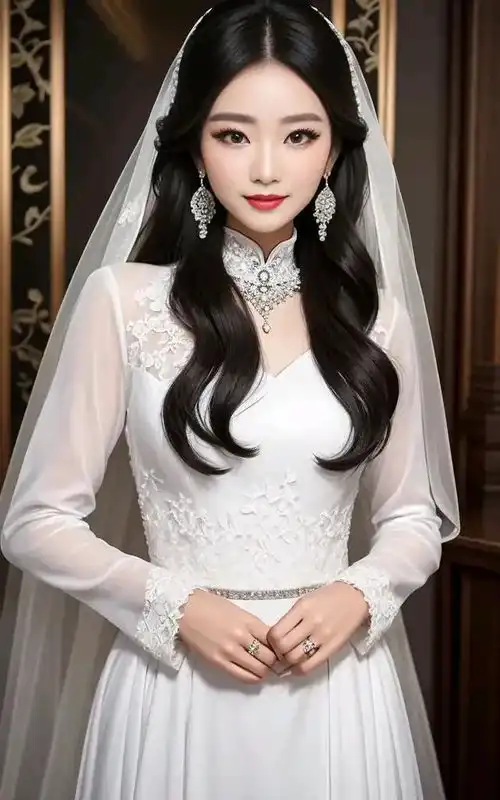 白色礼服的美女