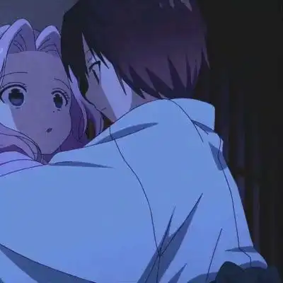 拥抱接吻动漫情侣头像一对两张二到深处自然傻