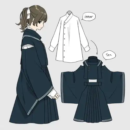 日系动漫头像女孩喜欢的jk制服手绘素材