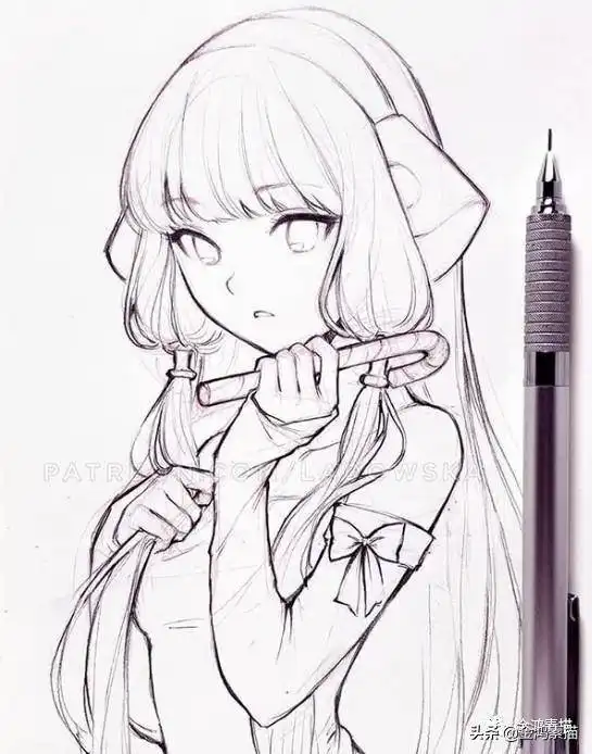 超美的日漫风格少女线条,灵气逼人线描