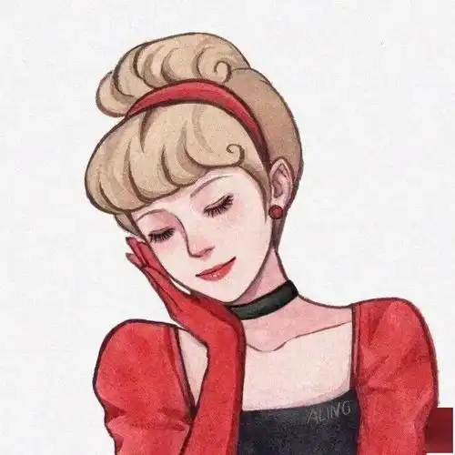 手绘女生头像卡通黑白面