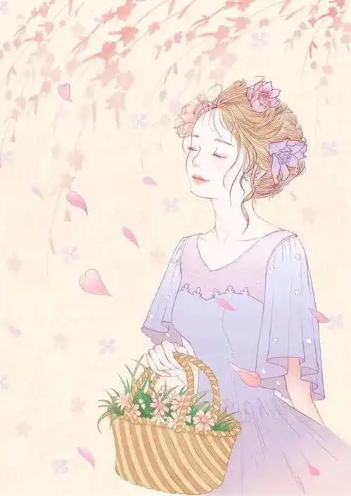 手绘唯美女生插画致那些单纯的小美好