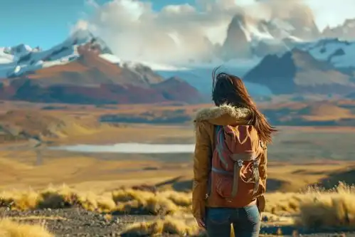 自然风景活力女孩背影摄影图下载至来源处