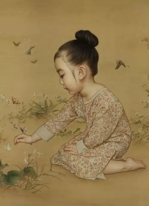 年轻帅爸把女儿画成中式小仙女,美得让人想生小孩