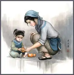 感恩母亲节国画作品母爱梁洁华博士