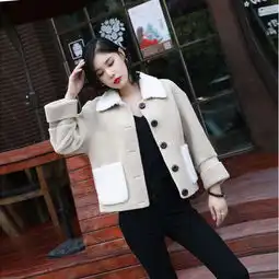 洋湖轩榭新款颗粒绒女式大衣加绒外套颗粒绒休闲短款外套a图片大全邮乐官方网站