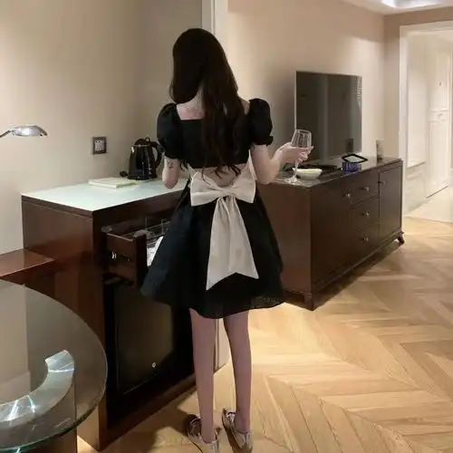 原版面料做法拉链里布女生气质必备小黑裙夏季收腰显瘦连衣裙