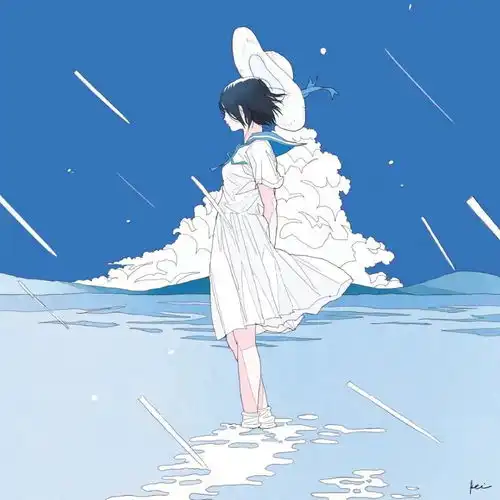 动漫女头忧郁蓝色系女生头像手绘文艺风