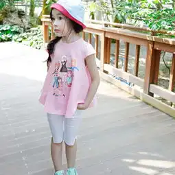 2015蝶曼新款韩版女童装印花t恤a字款无袖小清新t恤一件代发a055