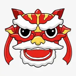 卡通红色头像女舞狮