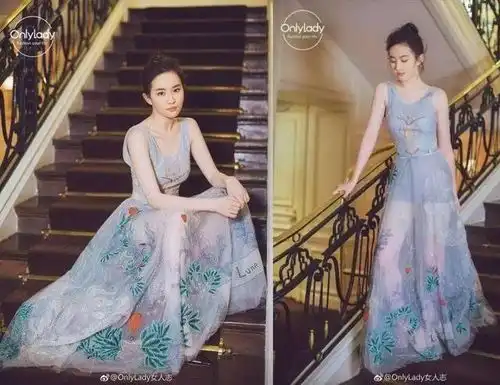 同穿蓝色礼服,杨幂迪丽热巴逆天美
