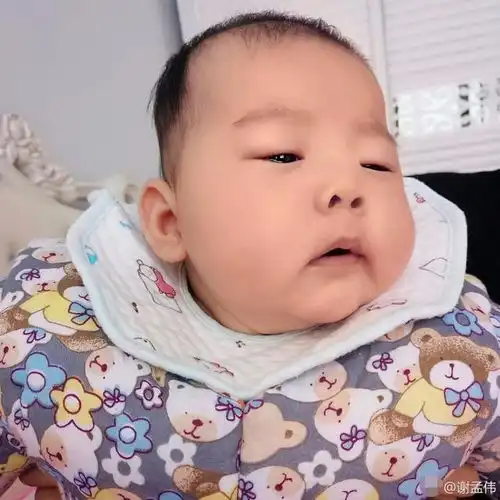 嘎子哥晒儿子小谢谢百天照,大眼睛肉肉脸蛋儿,跟妈妈一模一样