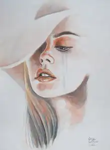 唯美水彩美女肖像插画,写实平面设计